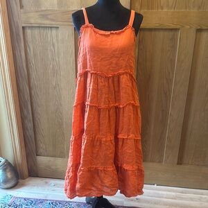 Sundance Orange Sleeveless Tiered Dress